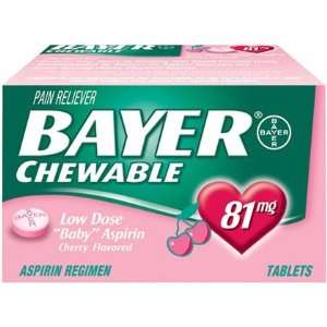 Bayer Chewable Low Dose Aspirin Tablets 81 mg Cherry 36 ct. (Pack of 6 