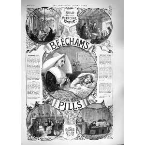  1888 ADVERTISEMENT BEECHAMS PILLS MEDICINE NURSE