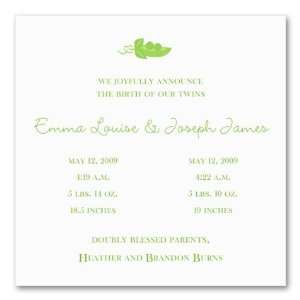   Sweet Pea Twin Announcement Birth Announcement: Health & Personal Care