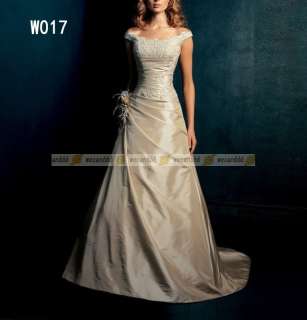 Bridal Gown Wedding Dress Custom New Taffeta Off the shoulder Applique 