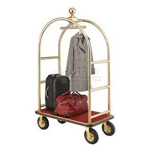 Gold Stainless Steel Bellman Cart Curved Uprights 8 Pneumanic Casters