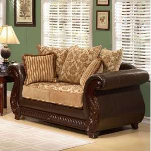  Loveseat Sofa with Beige Damask Cushion Seat and Back 