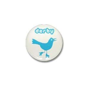  Skating Twitter Derby Bird Funny Mini Button by  
