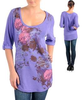   Purple Studded Rose Scribble Print Top 1X 2X 3X 4X New Beaded  