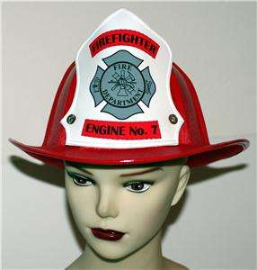 FIRE CHIEF Firefighter FIREMAN Unisex Costume HELMET HEADWEAR HAT 