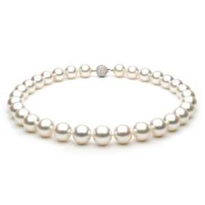 White South Sea Cultured Pearl Necklace   12 14mm, AA+ Quality, Solid 