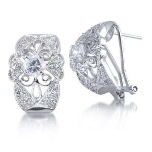   925 French Lace CZ Sterling Silver Earrings Willow Company Jewelry