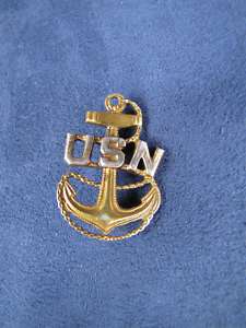 Vintage US Navy Pin USN Anchor Sterling Silver 2 Tone  