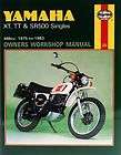 YAMAHA XT500 TT500 SR500 Singles 75 83 HAYNES MANUAL