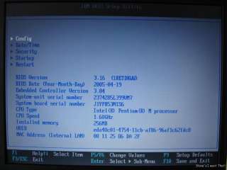 IBM Thinkpad T42 XGA LCD Screen Assembly 14 w/ Good Hinges, Wireless 