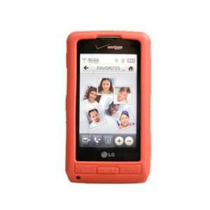  Silicone Grip Case   LG 9700 Dare   Red Cell Phones 