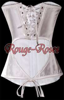 Sexy White Sweetheart Overbust CORSET Bustier 6PC S 6X  