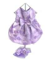 Dog Clothes Lavender Satin Dress w/leash and hat sz XXS  