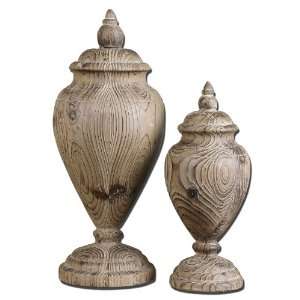   , Finials, S/2 Carved Solid Wood In Tural Tones: Home Improvement