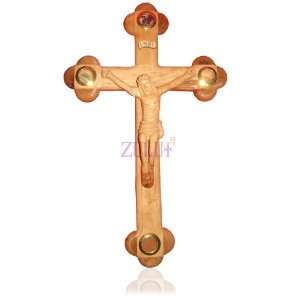  39cm Hand Carved Olive Wood Crucifix Cross With Holy Land 