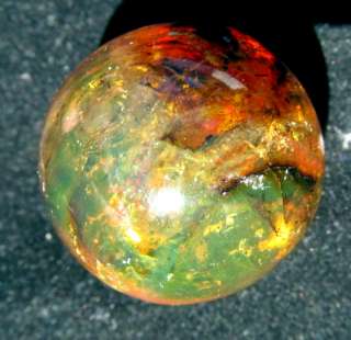DOMINICAN TRANSLUCENT GREEN ISH RED AMBER BALL SPHERE 21mm  