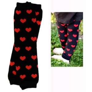   61) Black with Red Hearts baby leg warmers for girl by My Little Legs
