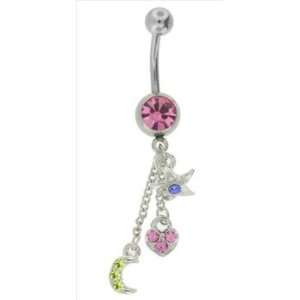  PASSIONATELY CHARMED Dangle Belly Button Ring: Jewelry