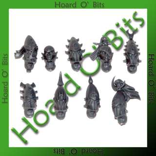 WARHAMMER 40K BIN BITS DARK ELDAR RAVAGER   9x CREW HEADS  