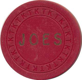 25¢ JOES CASINO CHIP HAWTHORNE NEVADA TK MOLD OBSOLETE 1965  