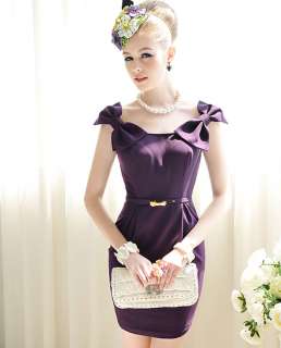 New Purple Bowkont Shoulder Slim Fit Evening Party Mini Dress Size XS 
