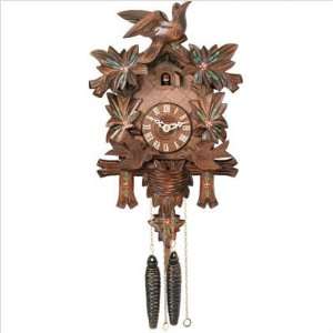   Birds Feed Nest with Painted Flowers Cuckoo Clock