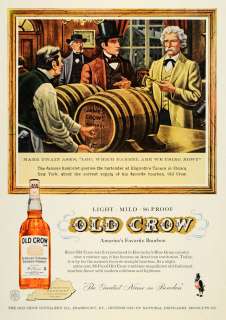 1958 Ad Old Crow Kentucky Whiskey Mark Twain Klaproth   ORIGINAL 