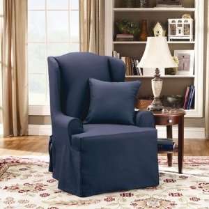  Twill Supreme Wing Chair Slipcover in Sapphire