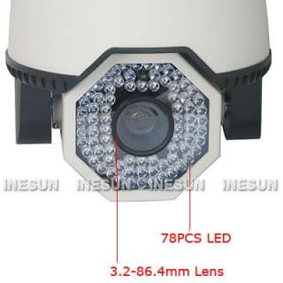 27X Zoom Outdoor Security CCTV PTZ Camera 480TVL SONY CCD 78PCS IR 