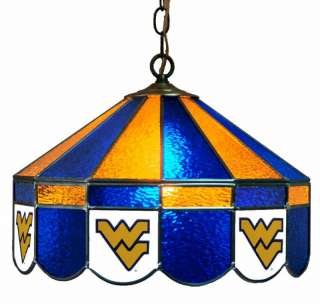 West Virginia University WVU 16 Stained Glass Hanging Bar Pub Light 