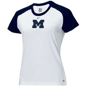  Nike Michigan Wolverines White Ladies Training T shirt 