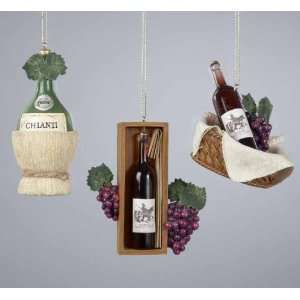 Club Pack of 12 Tuscan Winery Bottle, Box & Basket Christmas Ornaments 
