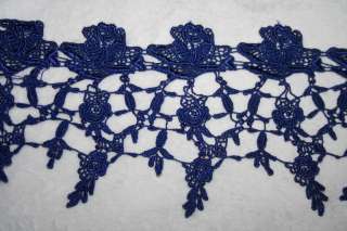 COBALT BLUE Non Stretch Floral Victorian VENISE Scalloped Lace trim 5 