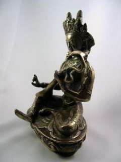 SARASWATI HINDU Goddess of Knowlege Bronze Statue  