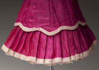 Antique French Magenta Silk Dress for Jumeau Bru Steiner Eden bebe 