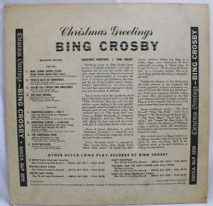   Greetings Bing Crosby with Andrews Sisters 33 RPM Record Decca 5020