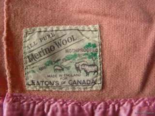   Wool Pink Blanket Eatons Canada ~77x83 Cutter Crafting Crafts Fabric