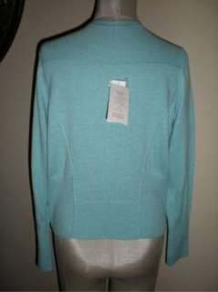 NWT Eileen Fisher Organic Cotton Double Breasted Aqua Short Cardigan S 