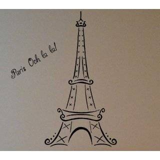 Medium) Eiffel Tower Ooh La La Paris vinyl lettering wall art decals 