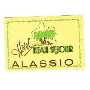  Hotel Beau Sejour Luggage Baggage Label Alassio Italy 