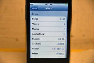 APPLE IPOD TOUCH 8GB MODEL PC086LL VERSION 4.2.1 2ND GENERATION IN 