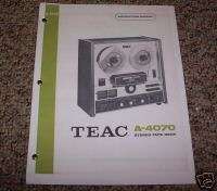 Teac A 4070 Reel to Reel Owners Manual FREE SHIP!  