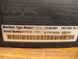 Lexmark 4136 K01 Z705 Color Inkjet Printer USB 0734646890007  