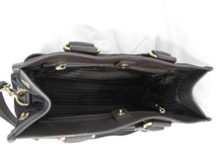 Prada Black Nylon/Brown Leather Trim Top Handle & Strap Tote Bag 