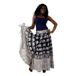  Black & White Elephant Wrap Skirt 
