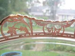   OVERLAY FLORAL ETCHED GLASS 4 PART SERVING TRAY STUNNING!  