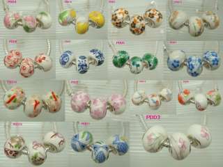 Mixed Murano Lampwork Glass Charm Spacer Beads fit European Bracelet 