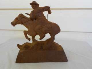 VINTAGE CAST IRON WINCHESTER RIDER & HORSE COIN BANK  