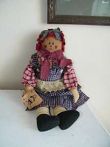   Raggedy Ann Folk Art Doll Judy Frankford Pennsylvania Artist 5226