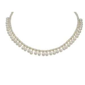   Drilled Pearl & Drop Freshwater Cultured Pearl Necklace.: Jewelry